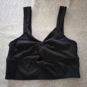 Madewell Black Tank Womens Large Cutout Knot Front Crop Tank Top NJ776